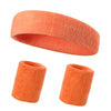 A multi-pack of bright orange knitted sports headbands for fitness and activity.