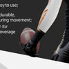 A person is applying or demonstrating extra wide kinesiology turf tape on their arm during movement.