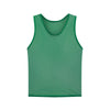A green breathable mesh soccer training vest.