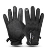 A pair of black touch screen winter tactical gloves shown against a white background.
