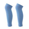 A pair of light blue compression football socks for athletes, shown in a vertical view.