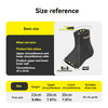 Size reference chart for a black knee sleeve showing measurements in centimeters and inches.