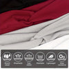 Knotted elastic sports headband shown in red, gray, and white fabric folds.