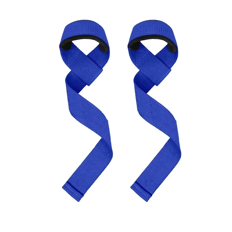 Une paire de sangles de musculation bleu royal pour le soutien du poignet.