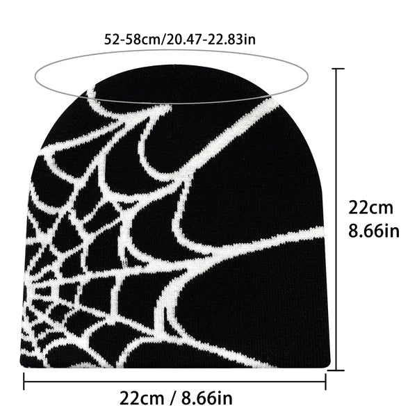 Y2K Spider Web Knit Beanie for Men and Women