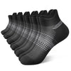 A row of black breathable mesh ankle socks for running and fitness