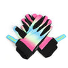 A pair of bright pink and black durable motorcycle and MTB gloves are displayed against a white background.