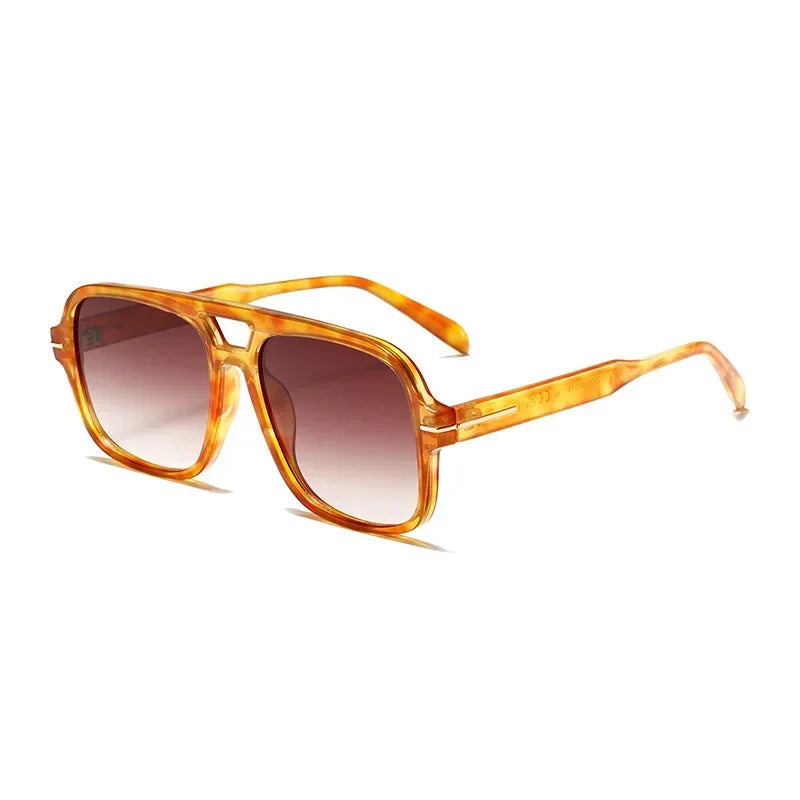 Double Bridge Square Aviator Sunglasses - Retro UV400 Protection for Men and Women