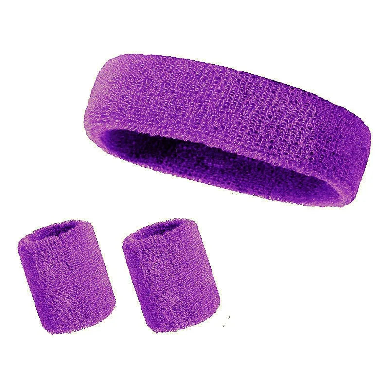 A set of three purple athletic sweatbands or hairbands.