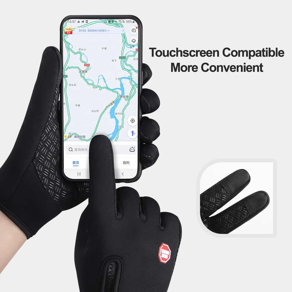 Touchscreen Warm Winter Gloves with Zipper Closure