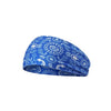 Blue paisley patterned quick-dry sports headband rolled up