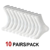 Un paquet de dix paires de chaussettes en tube tricotées blanches pour le confort toute saison.