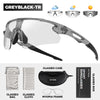 Greyblack-TR photochromic sports sunglasses with UV400 protection and accessories