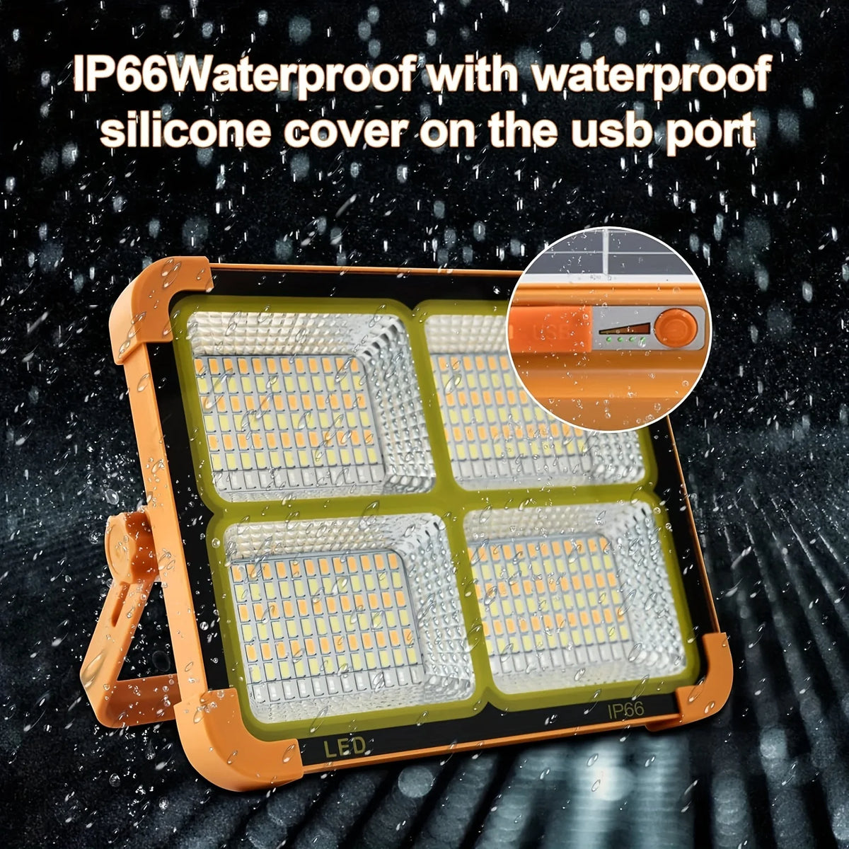 Solar Powered LED Work Light with Hanging Hook for Outdoor Use