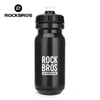 Black sports water bottle with the ROCKBROS logo on the body and a white cap.