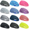 Collection de bandeaux élastiques sport multi-usages dans diverses couleurs : bleu, rose, violet, gris et noir.