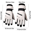 A pair of white thermal winter ski and riding gloves for women and men, shown flat.