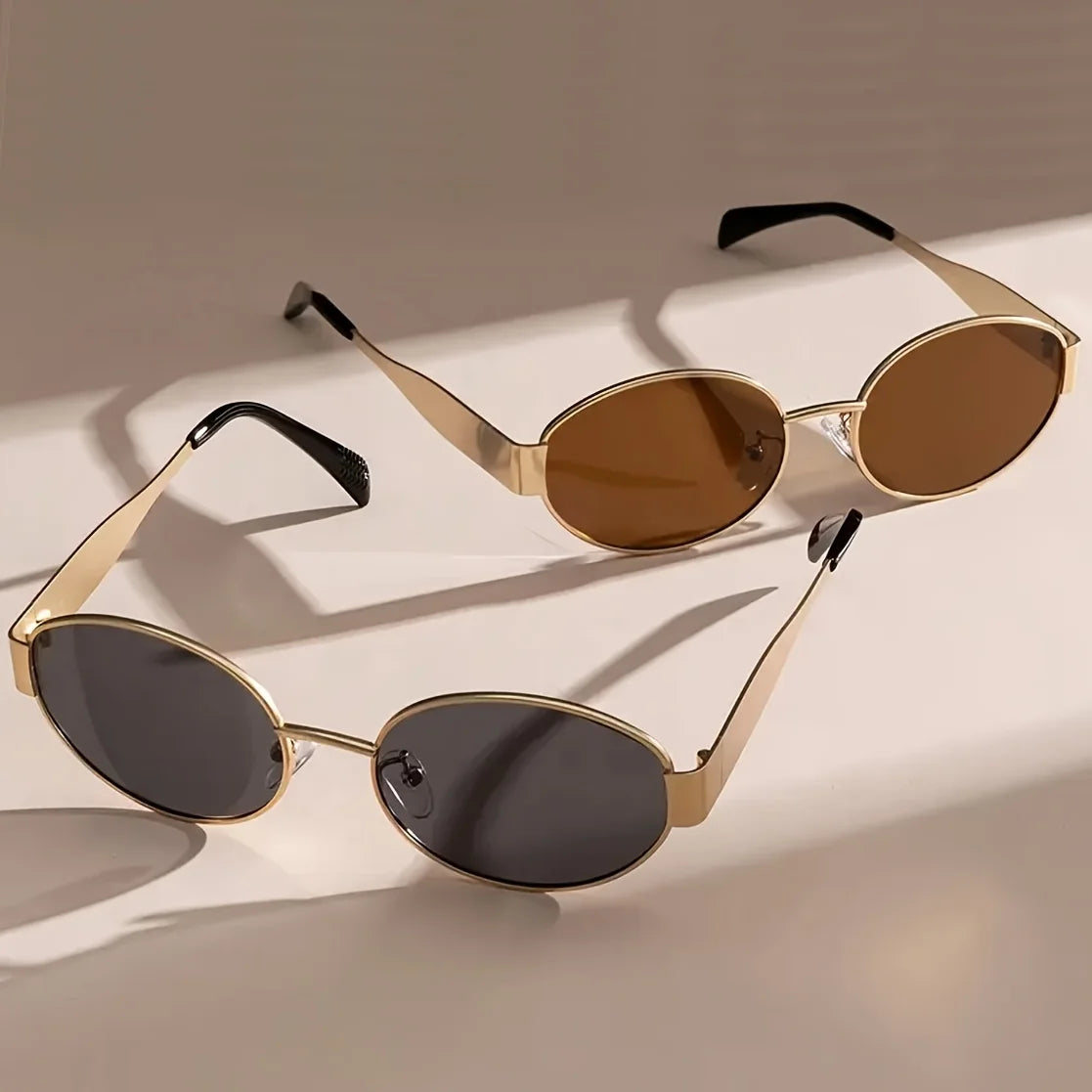 Classic Oval Metal Sunglasses with UV400 Protection