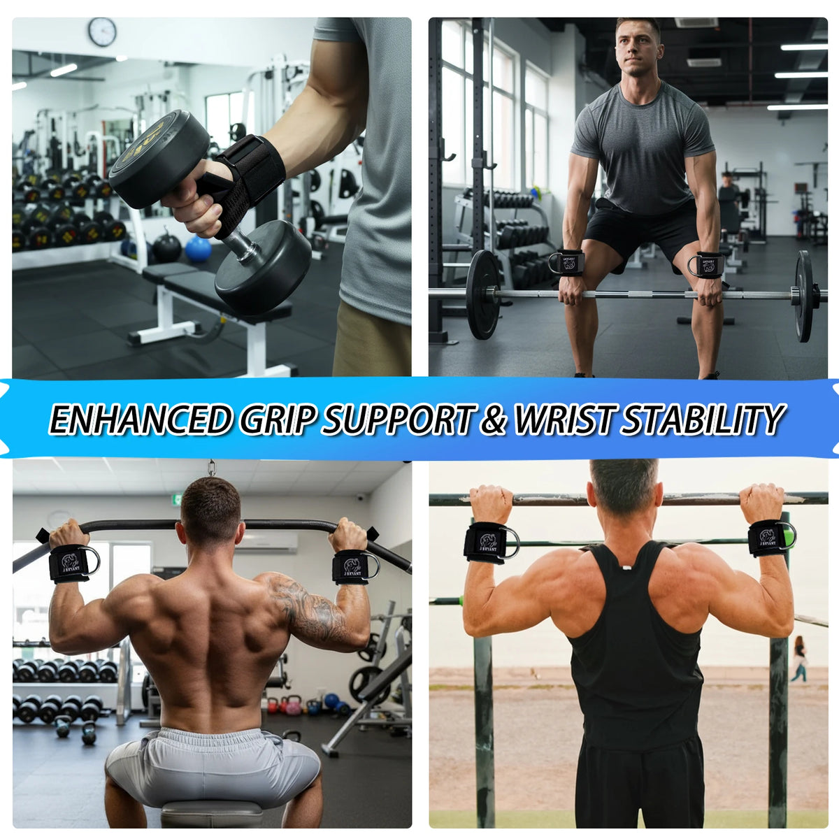 Adjustable Sliding D-Ring Wrist Cuffs for Gym Training