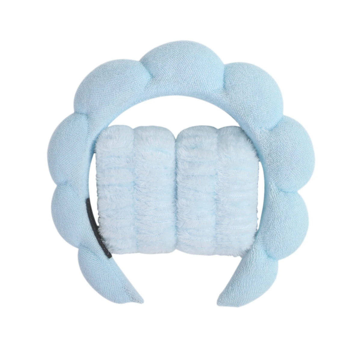 Light blue microfiber skincare headband and wristband set
