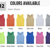 A grid showing twelve colors of breathable mesh soccer training vests including red, orange, yellow, gold, white, gray, neon 