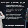 A doctor demonstrates an advanced knee brace designed for pain relief and injury recovery.