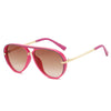 Pink retro pilot sunglasses with gradient lenses and gold accents
