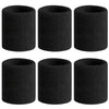 Six black sweat-absorbing sports wrist guards displayed in a pack.