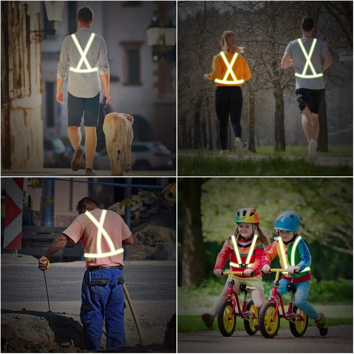 Adjustable High-Visibility Reflective Safety Vest with Wrist Straps