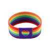 A colorful rainbow stretch wristband bracelet featuring the Pride flag design.