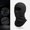 A black thermal balaclava and head covering shown in a close-up view.
