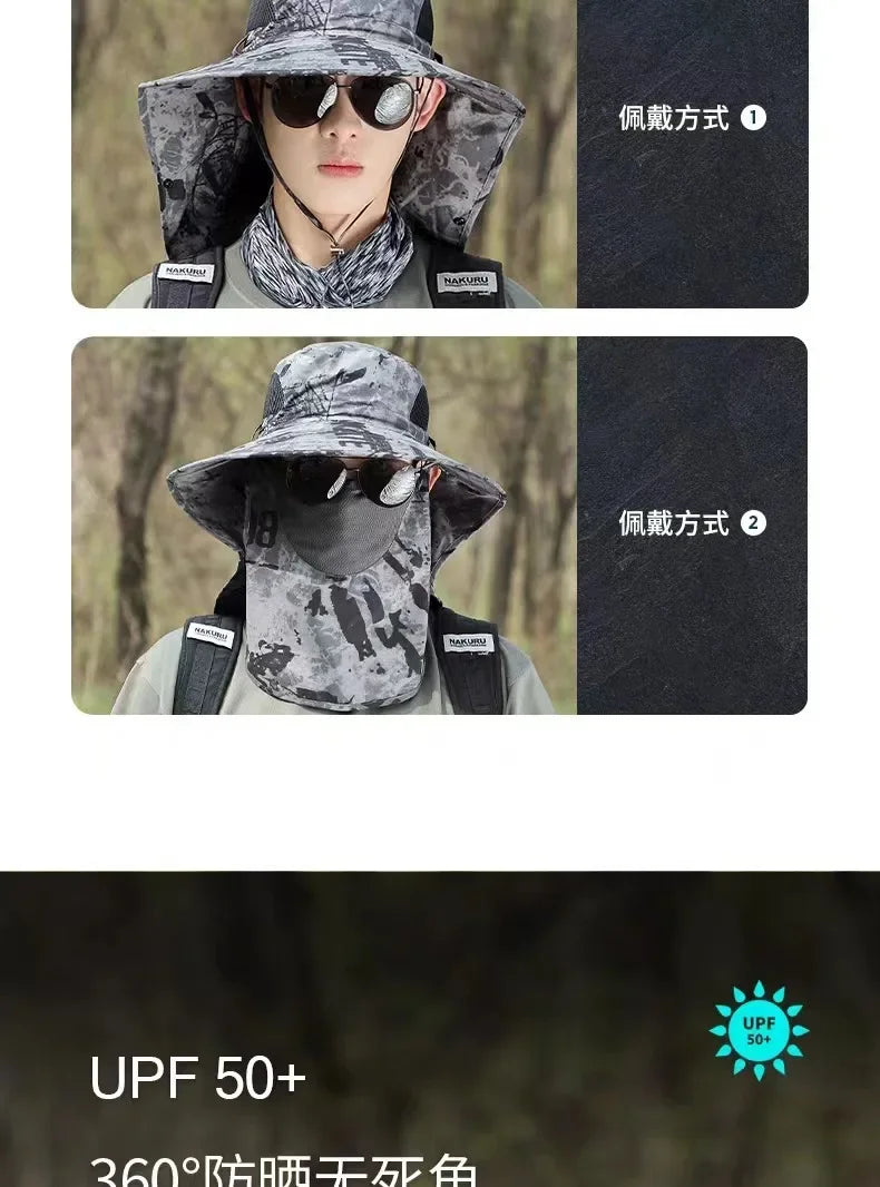 Wide Brim Bucket Hat with Neck Protection