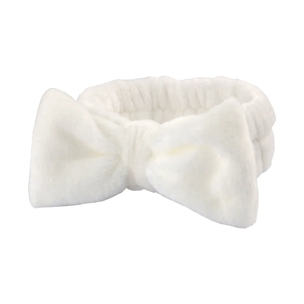 White microfiber spa headband and wristband set