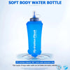 A bright blue Soft Body Water Bottle with a clear cap is shown against a white background.
