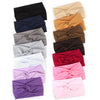 A collection of twisted criss cross elastic headbands in various shades including black navy gray beige brown and pink purple