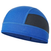 Casco de ciclismo interior azul y negro transpirable visto de perfil.