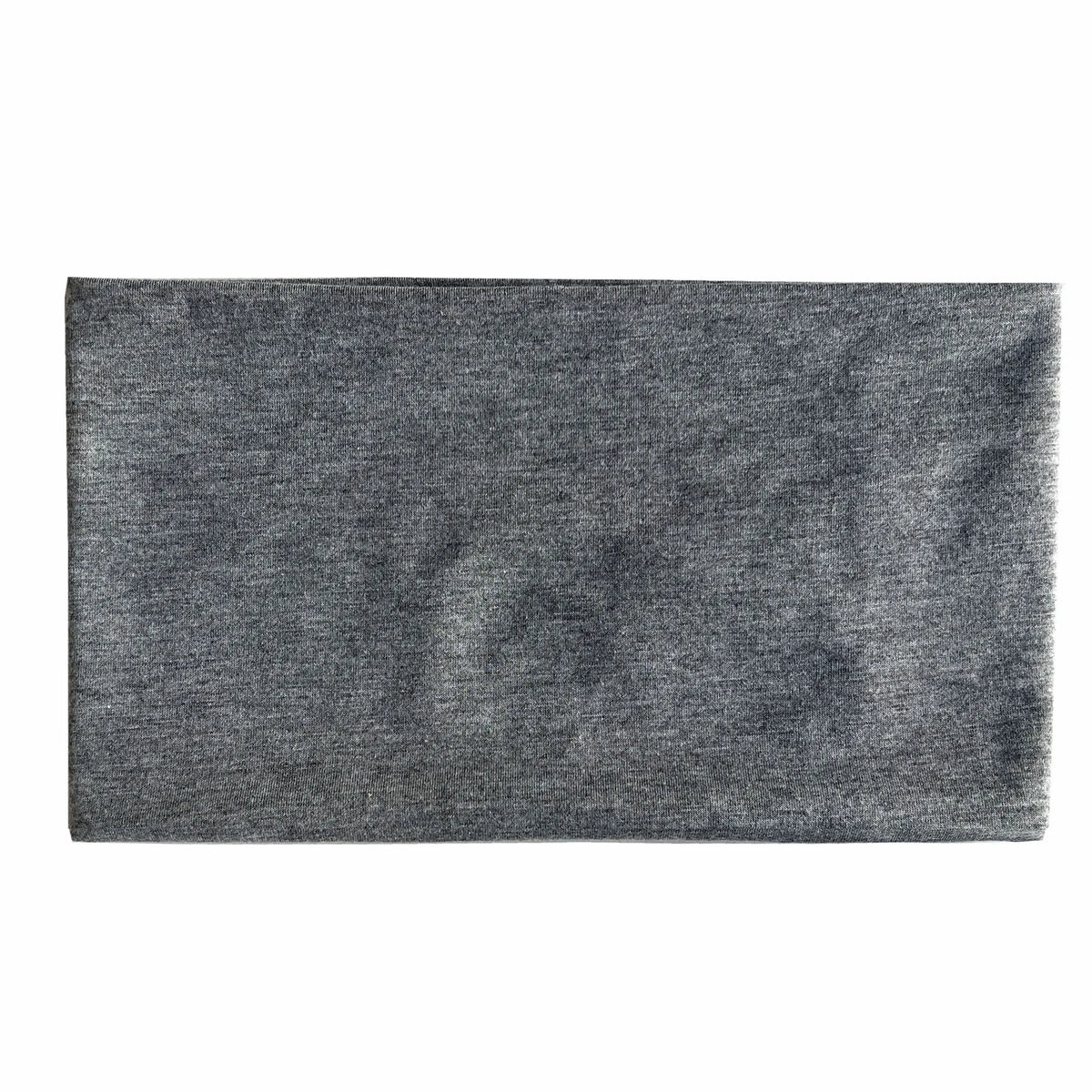 A rectangular piece of dark gray felt or fabric used as a headband.