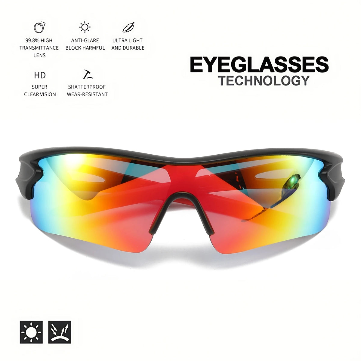 UV400 Protective Sports Sunglasses – Lightweight Wrap-Around for Cycling, Running & Outdoor Adventures
