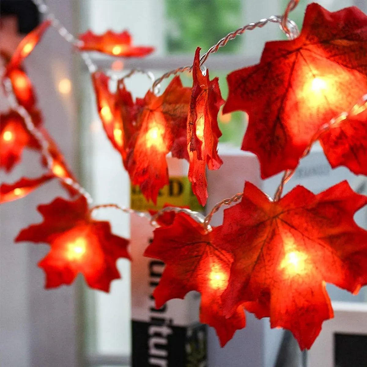 Maple Leaf LED String Lights – Battery Operated Waterproof Decor
