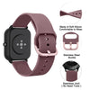 A mauve silicone watch strap with a stainless steel buckle and seamless joint for Huawei and Honor watches.