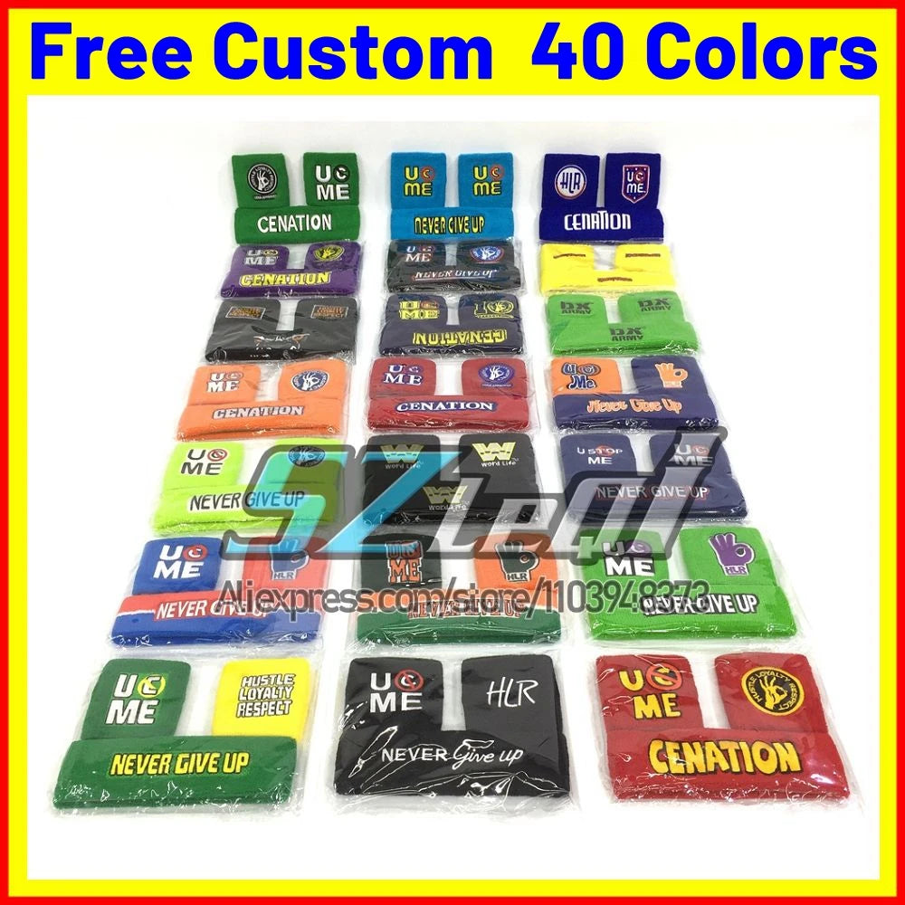 Un set de 40 pulseras deportivas de algodón personalizadas y de varios colores y diseños.