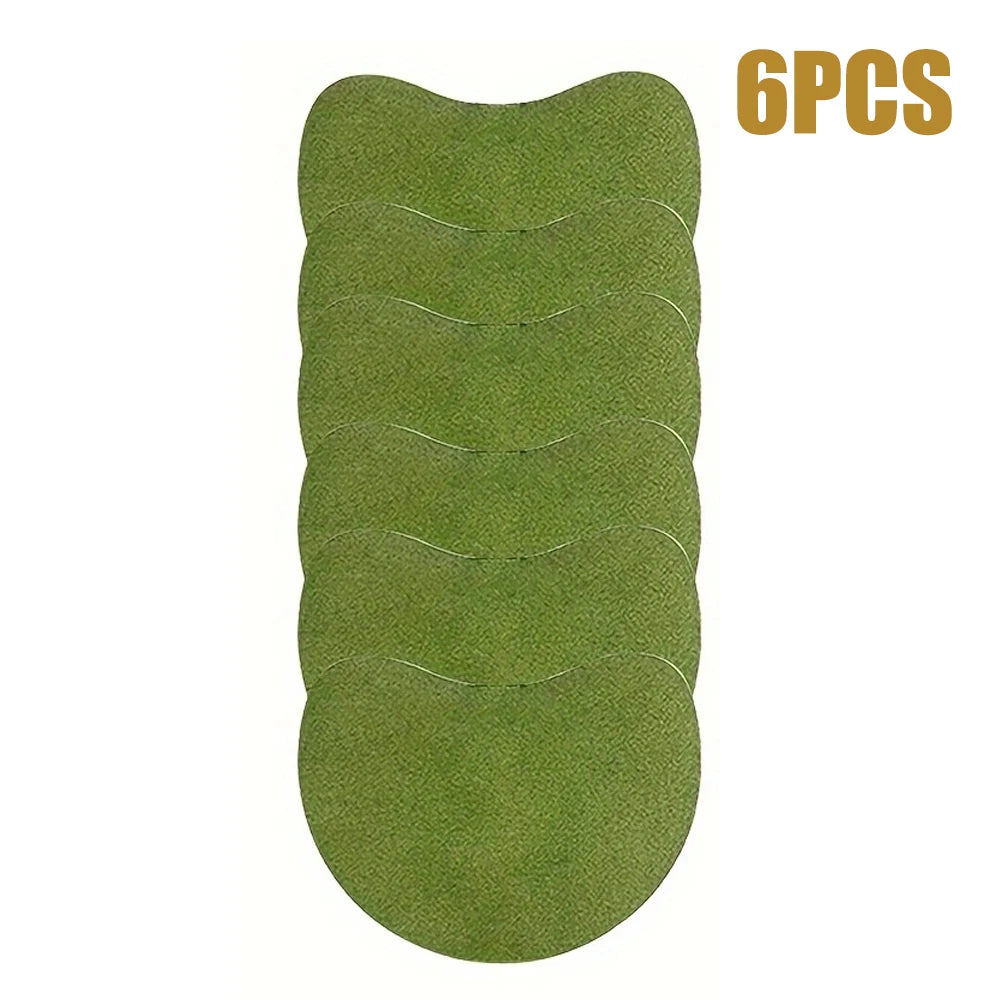 Six green acupressure heat patches for neck and shoulder relief