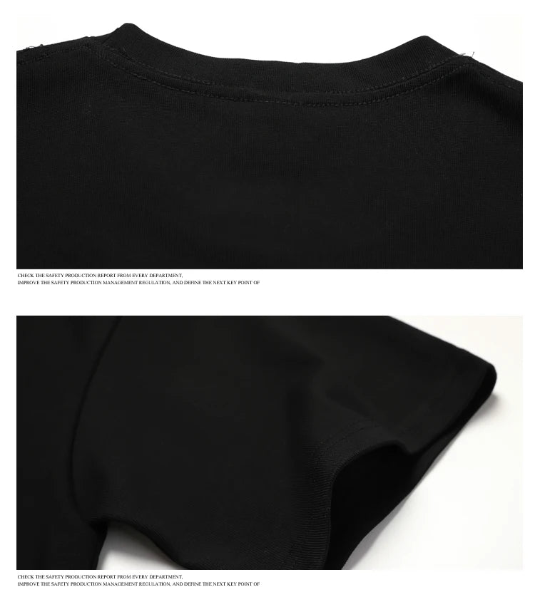 Schwarzes, oversized Baumwoll-T-Shirt für Frauen, von der Brustansicht.