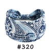 Blue and white patterned boho knotted cotton headbands for yoga and workout