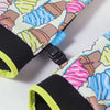 Gants de motocross robustes pour tout-terrain avec un motif rayé coloré.