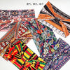 A collection of colorful bohemian stretch cotton headbands featuring geometric patterns and vibrant colors.