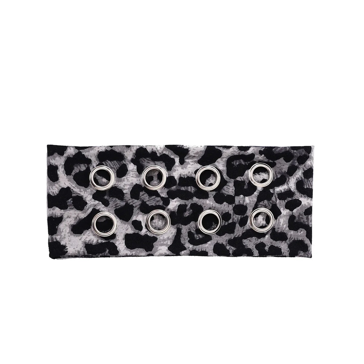 Bandeau à œillets punk grunge imprimé léopard noir