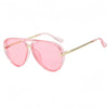 Pink classic double-bridge aviator sunglasses with gold accents