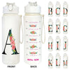 Front and back views of a white insulated straw tumbler featuring the letter A and D, with various floral designs.