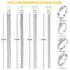 A set of invisible ring sizer tools showing various flat and round ring sizes for rings.